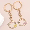 Keychains 1set (2 stcs) Leuke email Keychain Flower Butterfly Crystal Key Ring Garne kettingen voor vriendschapsgeschenken DIY Handgemaakte sieraden