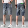 Herr jeans designer sommar casual jeans mens små fot smal passande bomull stretch shorts femdelar byxor broderade byxor csww