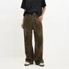 Jeans femininos 2024 Y2K Padrão de leopardo Baggy Elegante Streetwear Straight Loose Alta Canda Pants