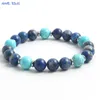 Strand MHS. Sun Charm Handmaded 8 mm Turquesa/lapislázuli LAZULI Pulsera de piedra natural Joyería de cuentas para hombres para hombres Regalo