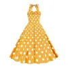 Casual Dresses Classic 1950s Style Dress Retro A-line Swing Vintage 50s With Dot Print Contrast Color Elastic Bust For Summer