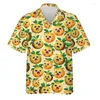 Camicie casual maschile per camicie per ananas stampato in 3D camicia hawaiana uomo modello di frutta tropicale estate aloha abbottini giù manica corta camicetta a manica corta