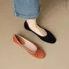 Chaussures décontractées Phoentin Plus taille 43 Ballettes molles Flats Élégant Party Round Toe Talons bas 2024 Kid Suede Pumps FT3234