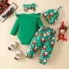 Set Mababy 018m Christmas Neutdler neonati neonati bambine vestiti set a maniche lunghe pannelli pantaloni di Natale outfit d05