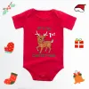 ワンピース赤ちゃんのメリークリスマスサンタボディスーツかわいい新年の男の子と女の子の赤いジャンプスーツ幼児半袖プレイスーツの服装