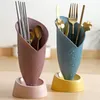 Kitchen Storage Chopsticks Holder Draining Spoon Organizer Plastic Fork Rack Pink