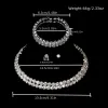 Strands Luxury Fashion Woman Double Rows Rhinestones Jewelry Choker Necklace / Chain Bracelet / Stud Earrings For Women & Girls