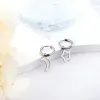 Boucles d'oreilles luxusteel simple charme géométrique suspendu boucles d'oreilles de cerceaux femmes hommes en acier inoxydable Huggies avec coeur étoile lune cross pendentites