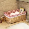 Baskets Wicker Basket with Liner Woven Storage Bins Rectangular Shelf Baskets for Home Bedroom Bathroom Organizing Natural Brown