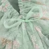 One-pièces bébé nouveau-né bébé filles d'été Robes roberies de princesse à manches vertes à manches vertes à la broderie en tulle en tulle avec bandeau