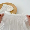 Moda de uma peças de menina Moda de mangas compridas sólidas tiras de renda de renda