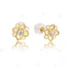 Boucles d'oreilles Kuololit Solid 9k jaune or rond 2,1 mm Moissanite pour les femmes Fleurée Forme fine bijoux Engagement de mariage