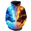 Polos Neue Mode Herren Hoodie 3D Wolf Muster Loose Herbst Sweatshirt Herren Street Hoodie Lustige Hoodie Marke