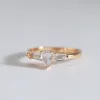 Band Syoujyo Simple Natural Zircon Rings for Women 585 Rose Gold Color Luxury Bride Wedding Jewelry