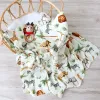 Tröjor bambu bomull baby muslin swaddle warp 2 lager nyfödd swaddle blommig muslinblöja