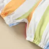 Pieces 2022 Roupas de bebê recém-nascidos vestuário de bebê menina colorida arco-íris listrada manga voadora bebê macacão de bebê de bebê de bebê 018m