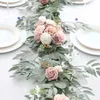 Faux Floral Greenery 1,8/2,7m sztuczne kwiaty Wedding Eukaliptus Garland z różowym stołem ślubnym Centerpies Boho Bridal Shower Decoration Wreath T240422