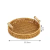 Körbe Plastiklagerschale mit Griff Imitation Rattan Webenkorb Kleinmessen Teller Obstplatten Tee Tablett Servierschale Servingschale