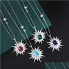 Naszyjniki wisiorek wisiorty retro 925 Sterling Sier Star Naszyjnik Woman łańcuchy 12x10 mm paraiba główne kamienie rubinowe słodycze friend Dhvva