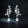 Boucles d'oreilles 6.1cttw Luxury Full Moissanite Drop Boucles d'oreilles pour les femmes 925 STERLING D COULEUR SPILLING CUT CUT DIAMOND MARIAGE JEWELY GRA