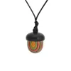 Kettingen etnische stijl houten eikels hangdoek ketting verstelbare wax touw ketting kleurrijke pinecone druppel ketting sieraden accessoires