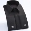 Men's Dress Shirts Classic French Cuff Shirt Long Sleeve Male Formal Wedding Party White Black Oversized Cufflink With Pocket