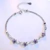 BEDED 925 Sterling Silver Bracelet Purple Crystal Zircon Plum Bracelet for Women Fashion Simply Engagement Glower Jewelry 240423