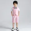 Blazers Baby Boys Summer Formal Vest Short Shirt Bowtie Costume Child Wedding Photography Suit School Kids Graduation Ceremony Dress