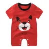 Einszene neue Sommerbabykleidung Neugeborene Jungen Mädchen Kurzfilm Cartoon Print Abschnitt Offene Aktenklettern Kleidung Baby Jumpsuit Strampler