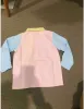 シャツ幼児の男の子の女の子ピンクイエローブルーストライプ明るいプリントカラーブロックポケットパッチ付きTシャツブラウス