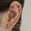 Studörhängen Dainty Mini Flower for Women Piercing Brosk Ear Ring Cute Zircon Gold Color Women's Eesthetic Jewelry KCE038295G