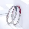 Luster Hot Jewelry 4mm White Gold Round Lab Grown Ruby Cuff Bangle 10K 14K 18K Grey Blue Womens Tennis Bracelet Gold