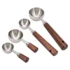 Coffee Scoops Stainless Steel Scoop Wooden Handle Tablespoon Measuring Spoon Spoons Cafe Decoration