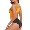 Swimwear féminin Sports One Piece Massuit de bain pour femmes Sexy Slim Slim High Elasticité Conservative Couleur Couleur Bikini U-Neck Beach 2024