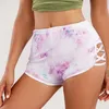 Shorts Shorts Tie Dye Stampa laterale Criss Cross Yoga High Waist Out Sports for Women