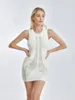 Women's Swimwear Summer Bodycon Dress Sleeveless Ripped Hole Solid Color Knit Mini Sweater For Beachwear Coverup