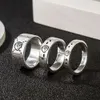 Retro Vintage Mens Ring Designer för Woman Sterling Silver Skeleton Chrome Heart Skull Designers Rings 4mm 6mm 9mm Wide Hip Hop smycken Tillbehör gåva