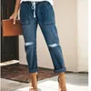 Jeans femininos calças retas de perna reta de tamanho grande temperamento do verão europeu e americano no estilo jeanse da cintura idade