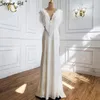 Feestjurken Serene Hill White Luxe kralen Tassel Elegante avondkap Mouw Mermaid 2024 voor vrouwen bruiloft LA70571