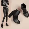 Buty oryginalna skórzana jesień dla kobiet platforma mody bot sprężyna plus aksamitne botki żeńskie grube czarne buty