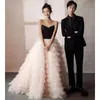 Party Dresses Bridal Church Wedding Gowns Women Black Pink Tulle Tutu Long Ball Gowm Very Elegant Evening Formal Banquet Pageant
