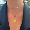 Necklaces 2023 summer new women jewelry Neon enamel heart choker larait necklace tennis chain colorful jewelry high quality