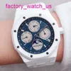 AP Diving Wristwatch Royal Oak Series 26579CB White Ceramic Blue Dial Back Through Perpetual Calendar Men's Fashion Leisure Business Sports Mechanical Watch