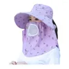 Berets Summer Sun Hat Creative Shawl Picking Tea Face UV Protection Omnibearing Mesh Sunscreen Neck Breathable B4Y4