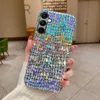 Cell Phone Cases Fashion Cute Rainbow Laser Phone Case For Samsung Galaxy A14 A15 Protective Hard PC Luxury Back Cover With Cool Bling Lattice d240424