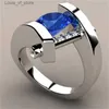 Bandringar elegant mode för kvinnor silver färg rund metall inlagd blå vit zicron stenar ring bröllop smycken h240424