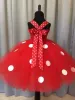 Set ragazze Abito da cartone animato rosso TUTU BASSI CRUCHET TULLE ABITO ALLA BALLA CON IL PACCOLO SET BAMBINI COSTI COSTRUI