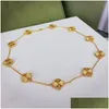 Collares colgantes 10 Collar de trébol de motivo Diseñador de joyas de lujo de diamante para mujeres Sier sier sier sier sier 4/cuatro hojas de moda