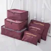 6 PCS Juego de bolsas de almacenamiento de viaje Conjunto de estuchas de almacenamiento Cajas de almacenamiento Organizador de ropa CAPATOR NAPORITOR PLOTABLE BOG