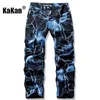 Kakan - Lightning geprinte das geverfde jeans uit Europa en Amerika voor Men Street Trend Losse fitting rechte lengte jeans53 240412